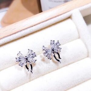 New Simulated Diamonds Sweet Bow Earrings